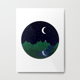 Lonely wolf in the night Metal Print