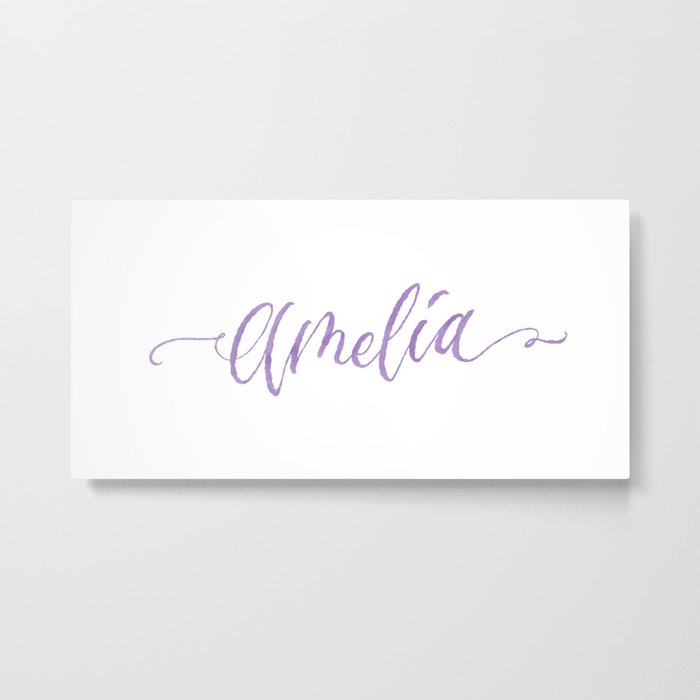 Custom Hand Lettering Amelia Name Design Metal Print