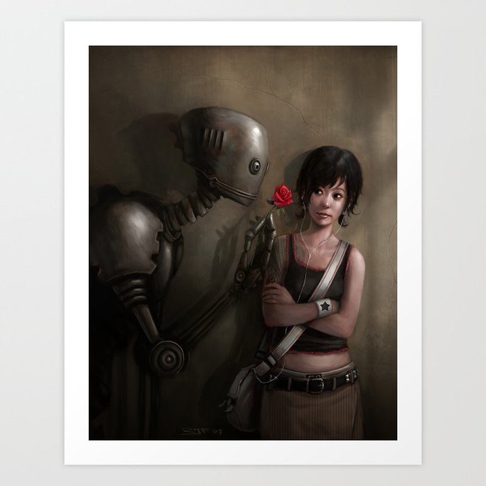 Robot In Love Art Print