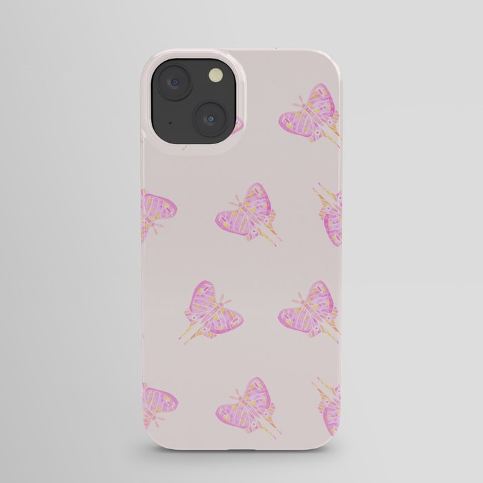 Moth Design- Watercolor Painting-Pink and Yellow iPhone Case