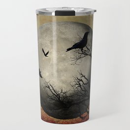 Rustic Black Bird Raven Crow Tree Dark Side of the Moon Gothic Art A169 Travel Mug