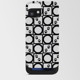 Black and White Geometric Paw Pattern iPhone Card Case