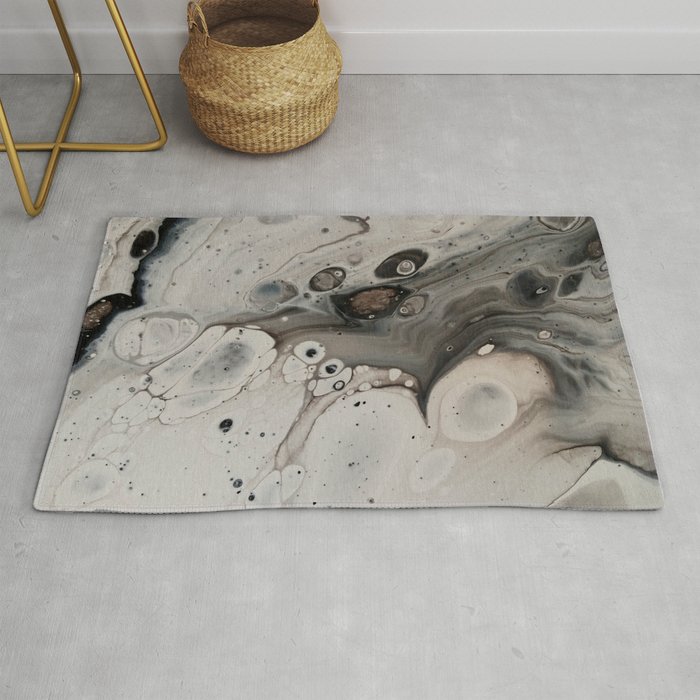 Black And White Abstract Painting Fluid Pour Silver Metallic