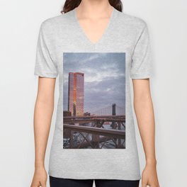 Manhattan Bridge at Sunset | Travel Photography in NYC V Neck T Shirt
