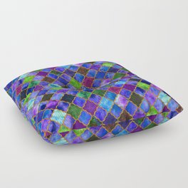 Peacock Arabesque Digital Quilt Floor Pillow