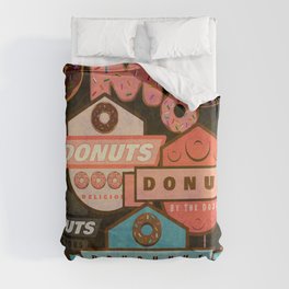 Retro distressed donuts collage Duvet Cover