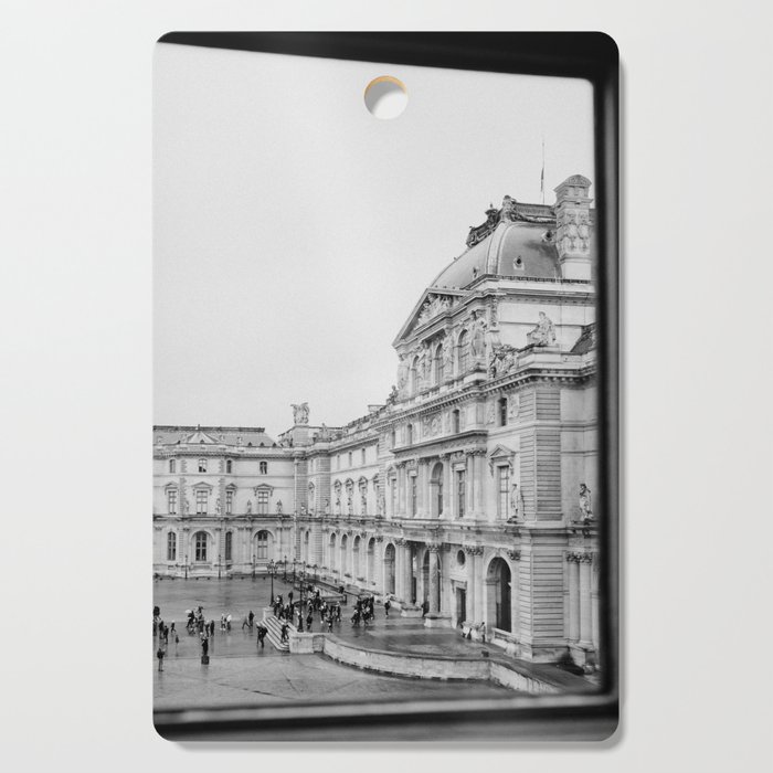 Morning at the Louvre, Paris in France | Architecture | black and white travel photography Art Print Cutting Board