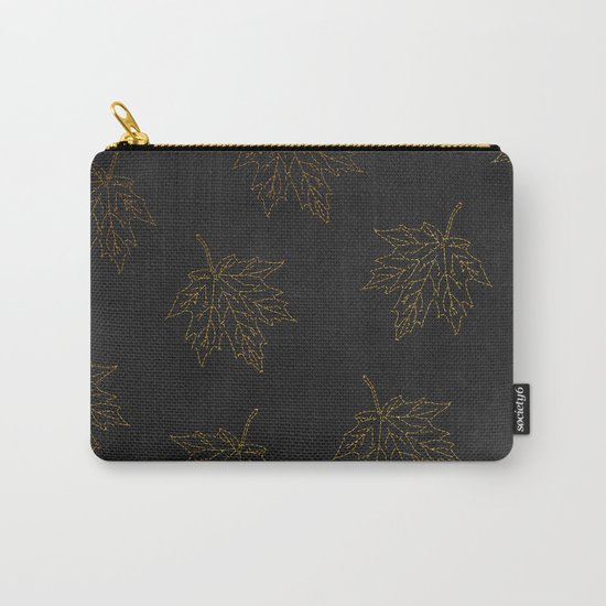 Autumn-world 3 - gold leaves on black chalkboard Carry-All Pouch