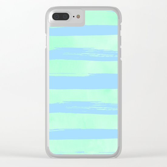 Trendy Stripes Blue Raspberry + Mint Meringue Clear iPhone Case