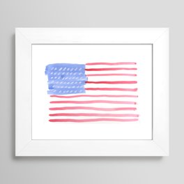 American Flag 4th of July watercolor design Framed Art Print