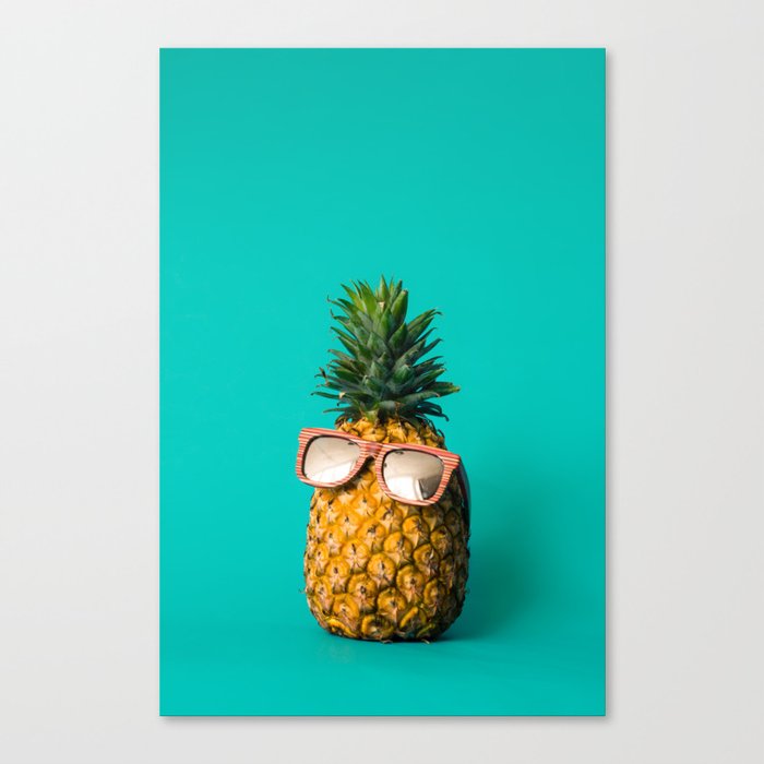 pineapple with sunglasses Canvas Print