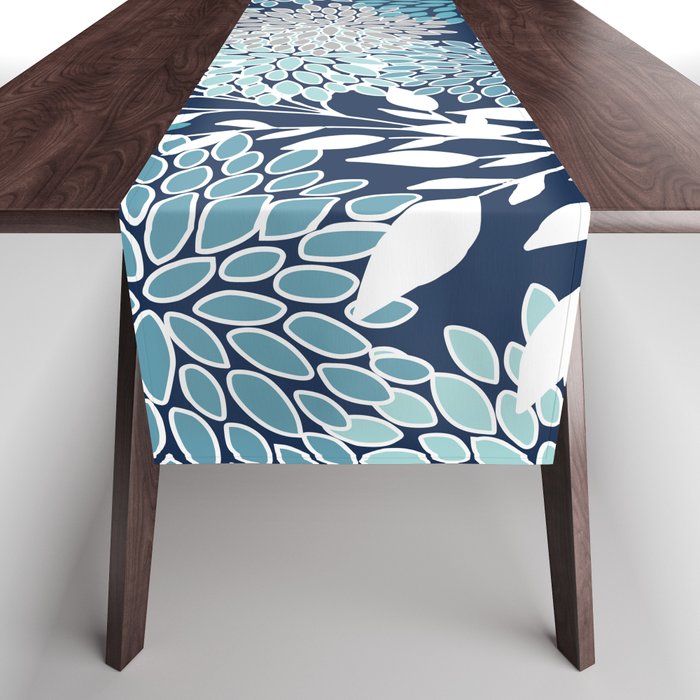 Garden Florals, Navy, Blue, Teal Table Runner