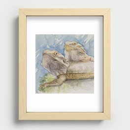 Bearded dragons, a pair of cute lizards Recessed Framed Print
