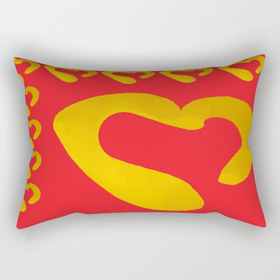 Gold Hearts on Red Rectangular Pillow
