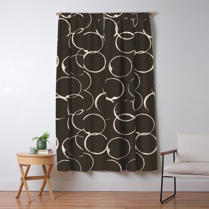 Circles Geometric Pattern Chocolate Brown Antique White Blackout Curtain By Sharonmau Society6