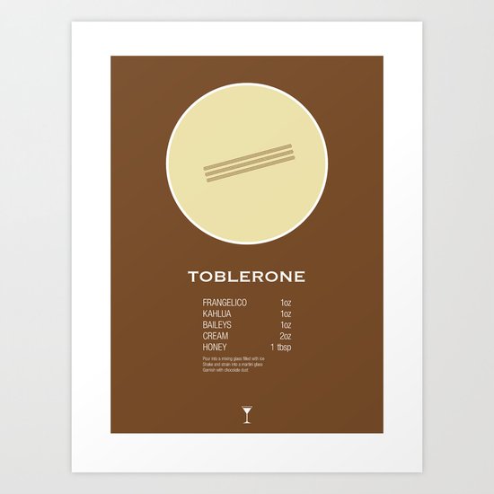 Toblerone Cocktail Recipe Poster (Imperial) Art Print