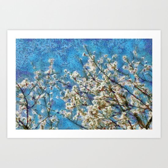 Blossom and Blue Sky In Monet Style Art Print