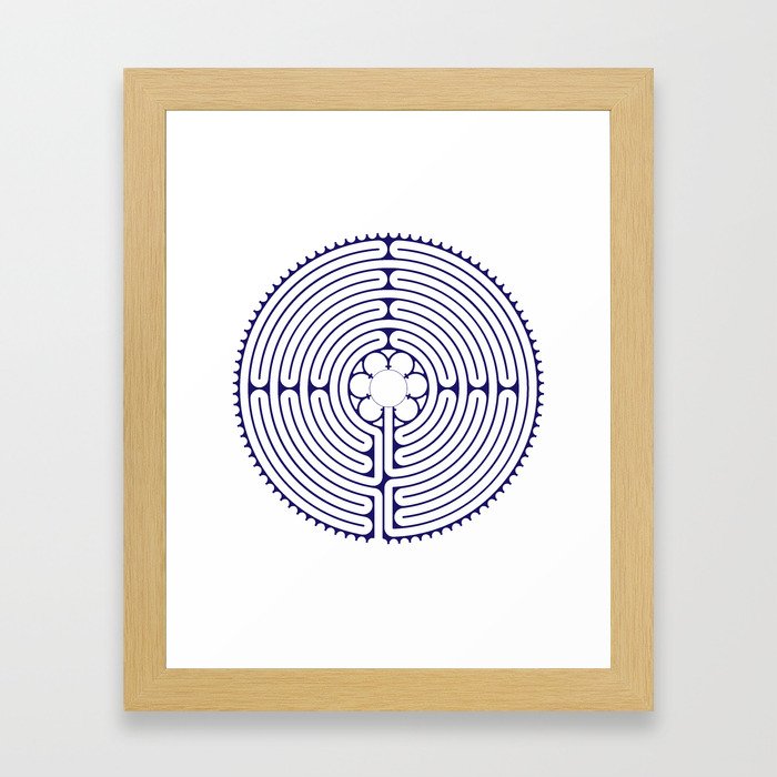 Cathedral of Our Lady of Chartres Labyrinth - Blue Framed Art Print