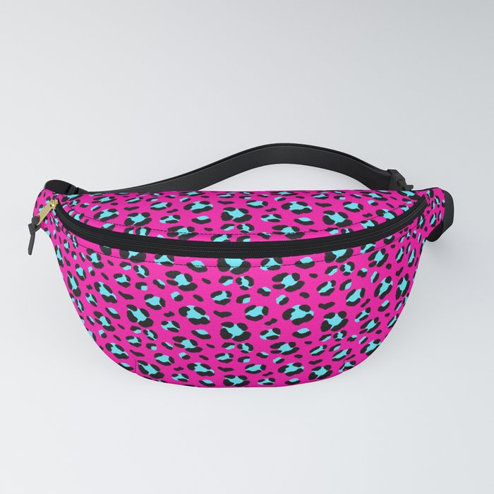 Neon Pink and Blue Leopard Print Fanny Pack