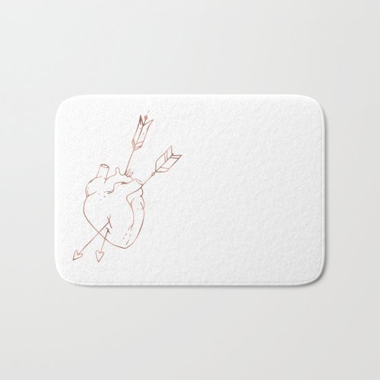 Cupid Heart in Pink Rose Gold Bath Mat