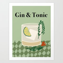 Gin & Tonic Cocktail Art Print
