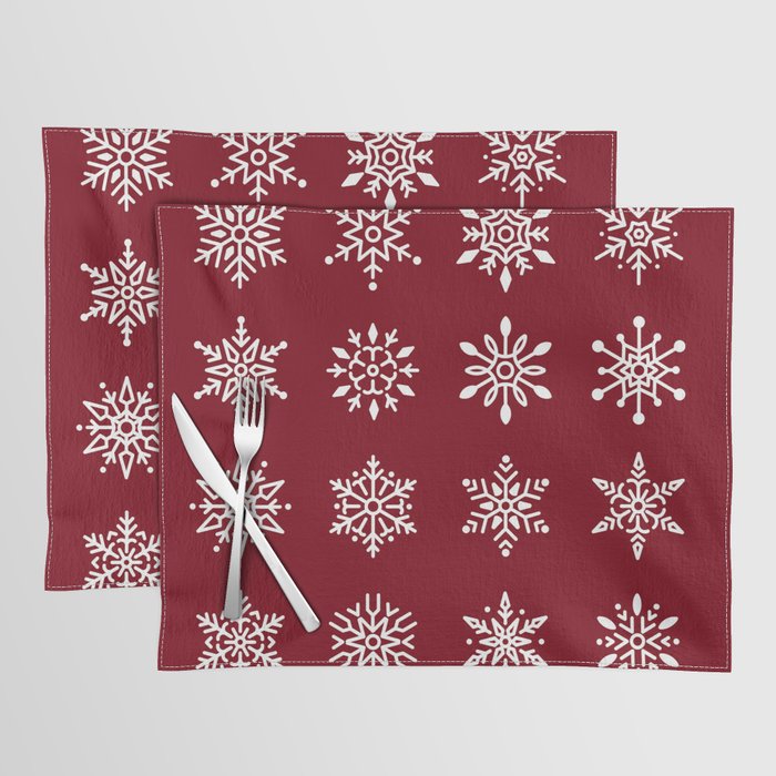 Red Winter Snowflakes Placemat