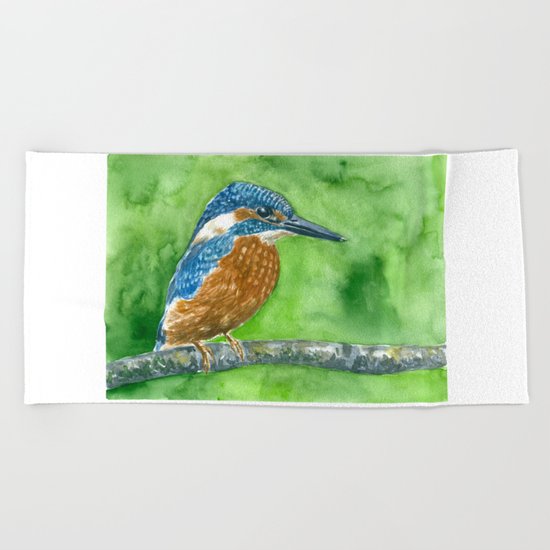 Kingfisher bird Beach Towel