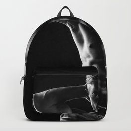 Topless Backpack | Man, Gay, Handsome, Blonde, Pecs, Black And White, Photo, Topless, Armpit, Abs 