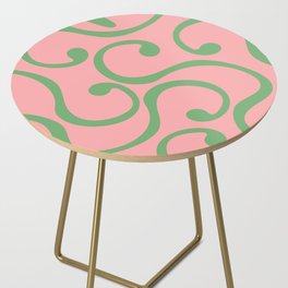  Reto Abstract Curvy lines pattern - Iguana Green and Melon Side Table