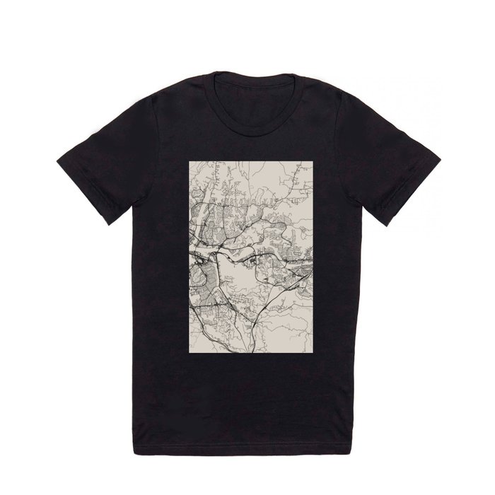 Santa Clarita USA - City Map - Black and White Aesthetic T Shirt