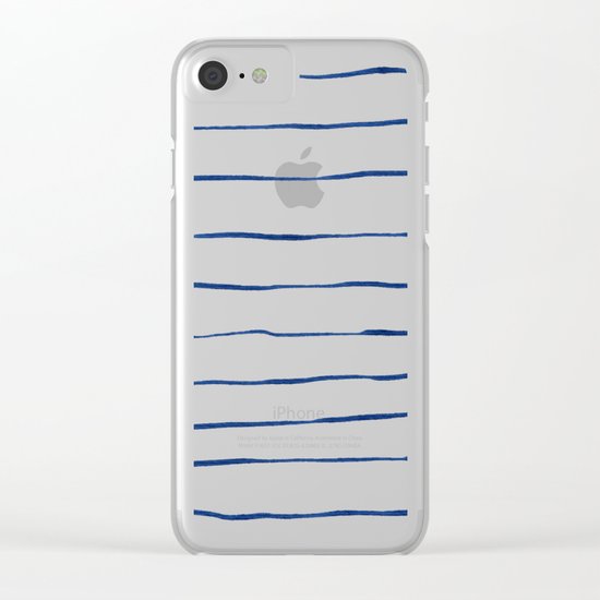 Blue Stripes Clear iPhone Case