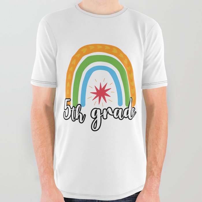 5th Grade Rainbow All Over Graphic Tee