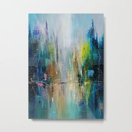 Cold city Metal Print | Abstractcityscape, Oil, Blueabstract, Painting, Coldcolorsabstract 