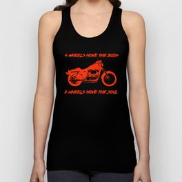4 Wheels Move the Body 2 Wheels Move the Soul Red Unisex Tank Top