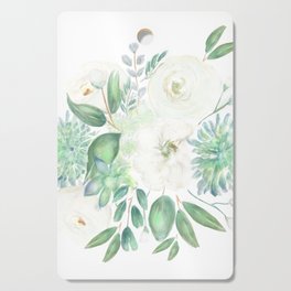 Handmade white flowers watercolor composition  Cutting Board