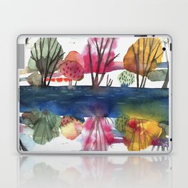 River Landscape Watercolor Painting Laptop & iPad Skin