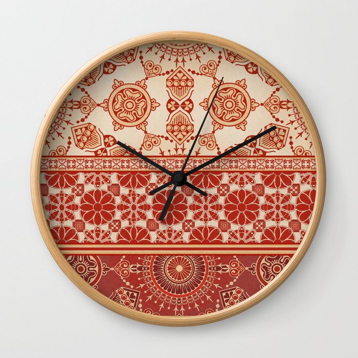 Ornate Moroccan in Red Wall Clock