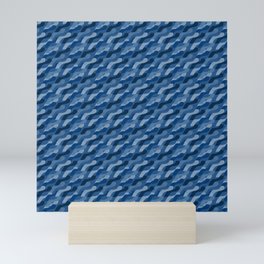 blue waves pattern in watercolor Mini Art Print