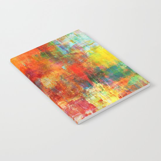 AUTUMN HARVEST - Fall Colorful Abstract Textural Painting Warm Red Orange Yellow Green Thanksgiving Notebook