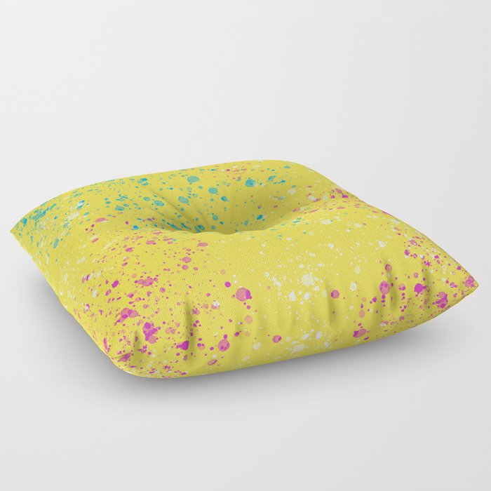 Paint Spatter - Yellow, Turquoise, Pink Floor Pillow
