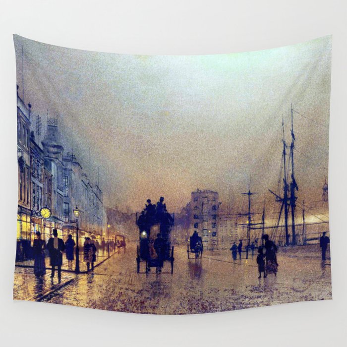 Glasgow twilight by John Atkinson Grimshaw Wall Tapestry by