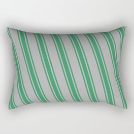 [ Thumbnail: Dark Gray and Sea Green Colored Stripes/Lines Pattern Rectangular Pillow ]