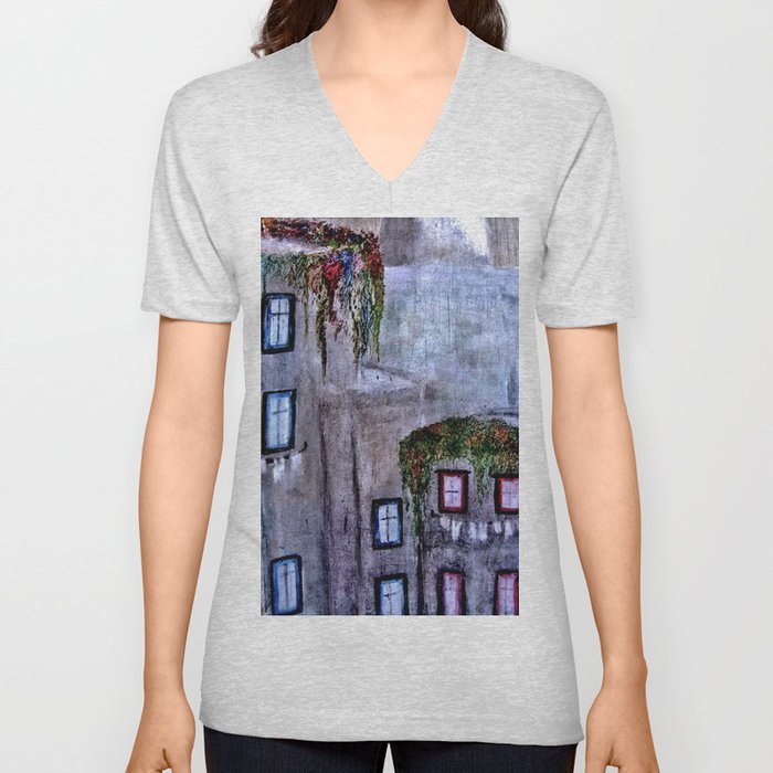 Houses in Milan in the evening Italy V Neck T Shirt