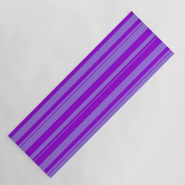 [ Thumbnail: Purple & Dark Violet Colored Stripes/Lines Pattern Yoga Mat ]