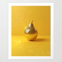 Sunny Yellow Hot Disco Ball Pear Art Print