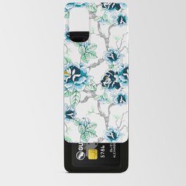 Spring Flowers Pattern Blue Soft Green on White Android Card Case