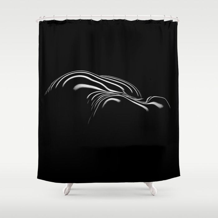 0694- Nude Female Naked BBW Geometric Black White Naked Body Big Abstracted Sensual Sexy Erotic Art Shower Curtain