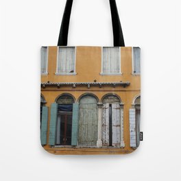 Yellow wall with windows Venice Tote Bag
