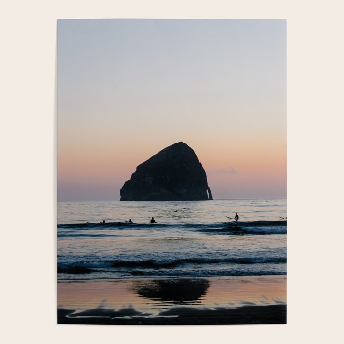 Sunset Surfers Oregon Coast Poster by Ann Hudec Modern Travel