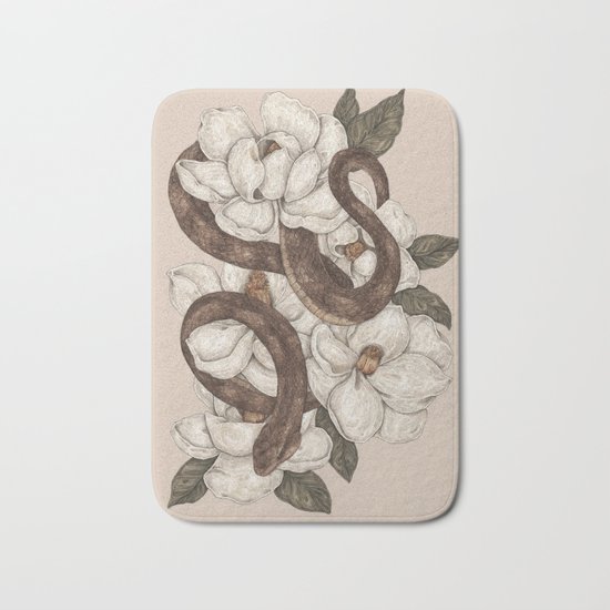 Snake and Magnolias Bath Mat